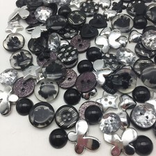 Buttons Embellishments Craft Glitter Shapes Card Making Silver Black Mix 150pcs