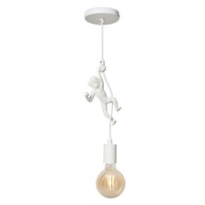 Litecraft Oliver Ceiling Pendant Hanging Monkey Styled E27 1 Light - White      