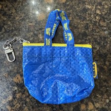IKEA Knolig Mini Zipper Coin Keychain Bag Tote Key Holder Blue