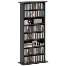 HOMCOM CD Storage Unit DVD Tower Blu-ray Storage Shelf for Living Room Black