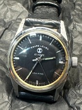 Vintage Favre Leuba Geneve Sea King Black Dial Mechanical Watch