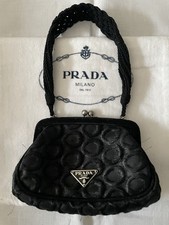 PRADA Mini Black Fabric Purse Bag with Plaited Corded Strap with Dust Bag 