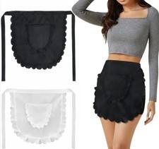 Black Waist Short Half Apron Pocket Kitchen Restaurant Work Waitress  Black