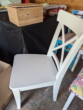 2 X Ikea Ingolf Chairs , White Solid Wood Chairs, Kitchen, Dining, Bedroom