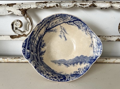 Antique ironstone bowl blue