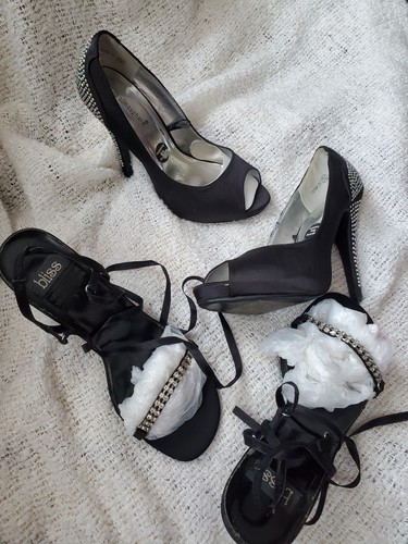 Bundle black satin heeled - 2x,