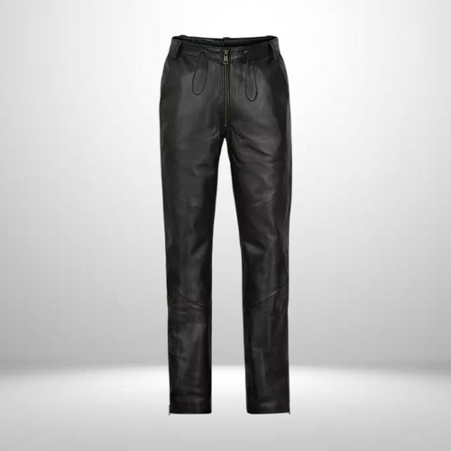 Mens black leather - black, pants