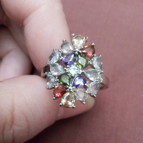 Multi pear gemstone floral - multi,