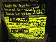 LONDON BUS BLIND ROUTE X68