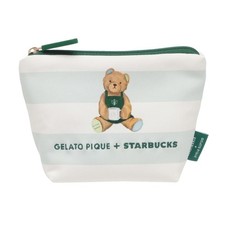 Starbucks gelato pique Bear Print Striped Pouch Mint Green 23584