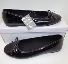 Ella Ladies Womens Black Shoes Flats Slip On Loafers Work Casual UK Size 6