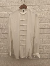 long tai chi clothing womans size large 2pc white #613