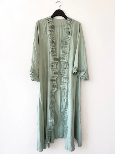 Mint green abaya style crochet - mint,