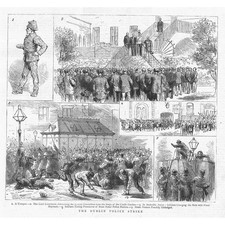 IRELAND The Dublin Police Strike - Antique Print 1882