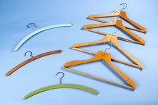 Antique/Vintage Coat Hangers Mixed Collection of 7 Wooden w/ Metal Hooks