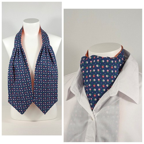 Blue floral necktie - necktie, ascot