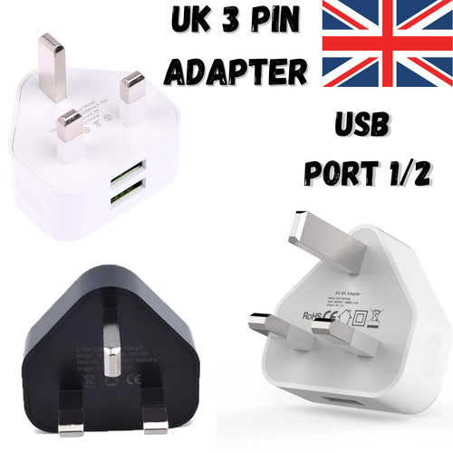 Pin dual usb plug adapter - uk,