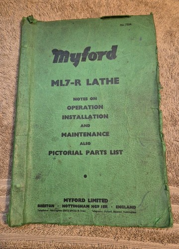 Manual for myford ml7 lathe - , ml7-r