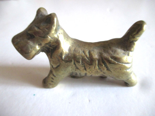 Vintage solid brass terrier - brass,