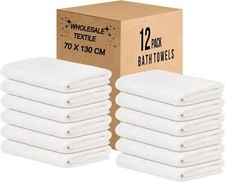 White Bath Towels Bulk 70x130cm 100% Cotton Hotel Quality Towel Set Multipurpose