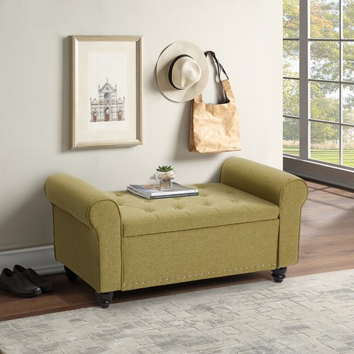 Linen fabric upholstered - fabric, bench