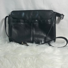 Bueno of California Black Leather Crossbody Bag Flap Buckle Adjustable Strap