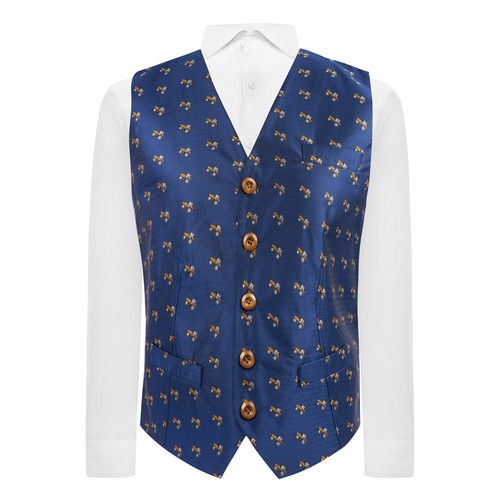 Navy blue herringbone - blue,
