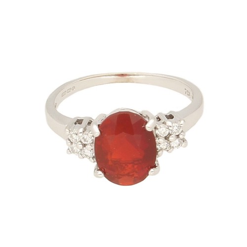 18ct white gold fire opal - 18ct,