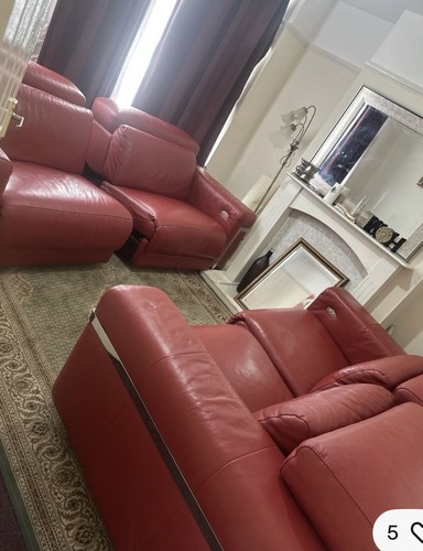 Power recliner leather sofa - recliner,