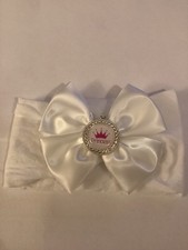 Baby Girls Romany Style White Bow With Rhinestone Bling Princess Headband 0/36 M