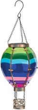 Hot Air Balloon Solar Lantern SM Metal & Glass - Stripe Multicolor