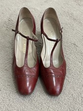 Vintage Burgundy Bruno Magli ankle Strap T-bar Shoes Size 5