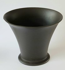 Wedgwood Black Jasperware Vase Large Trumpet 9 1/2 Inch