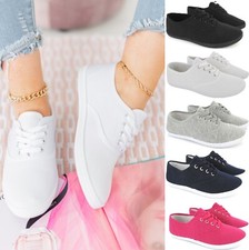 LADIES WOMENS PLIMSOLES LACE