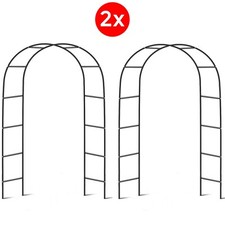 2X 2.4 M Garden Arch Trellis Metal Tubular Frame Climbing Plant Archway Arbour