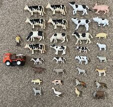 34 Piece Farmyard Animals Small Plastic Sheep/Cows/Pigs/Dog/Goats/Lorry - VGC