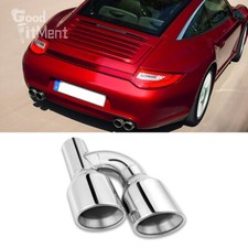 2.5" Inlet 4" Outlet Double Wall Dual Exhaust Pipe Tip Weld On For Porsche 911