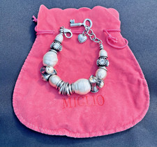Rare MIGLIO Burnished Silver Bracelet SWAROVSKI Crystals & Pearls with pouch