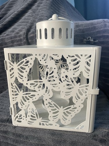 Large creme metal butterfly - metal,