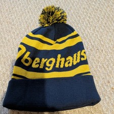 Berghaus Berg Beanie Bobble Pom Pom Warm Ski Skiing Hat D Blue Gold One Size