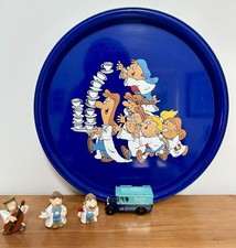 Vintage/Retro Tetley Tea Tray Round Metal, Lledo Van & 3 Tetley Tea Figures