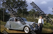 Old 35mm Slide.Man Poses With Jaguar Mk V Luxury Saloon Car.c1950's ..#652