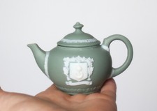 Vintage Miniature Porcelain Teapot Portsmouth in Wedgwood Jasperware Style
