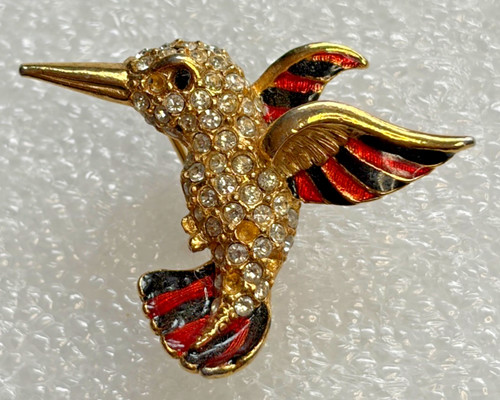 Hummingbird brooch enamel faux - hummingbird,