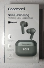 Goodmans Active Noise Cancelling Metallic LED Earphones - Grey NEW & SEALED