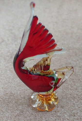 Murano style glass fish - style, red