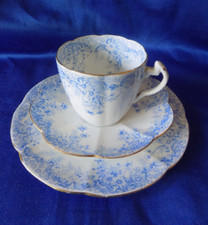 WILEMAN & Co FOLEY  Tea Trio   LILY Shape  Blue FERN Design . Rd 276279 - 5891