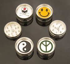 Mini Metal Herb Grinder 2 Part 25mm Sharp Teeth Magnetic Crusher Cool Designs