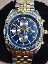 Aston Gerard Stainless Steel Gold Plated Chronograph Watch with Box and Papers