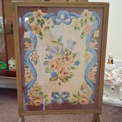 Needlepoint floral fireplace - floral,